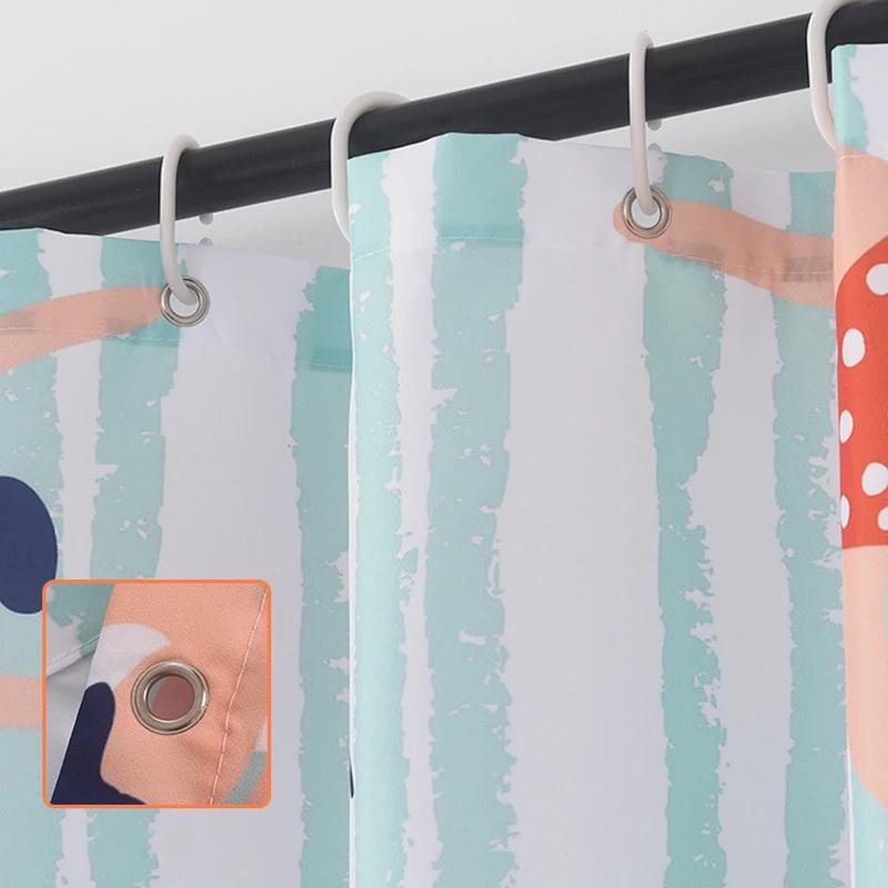 Sprchový závěs s motivem plavání Kreslený potisk Závěsná přepážka Voděodolná látka pro koupelnu Domácí dekorace koupelny