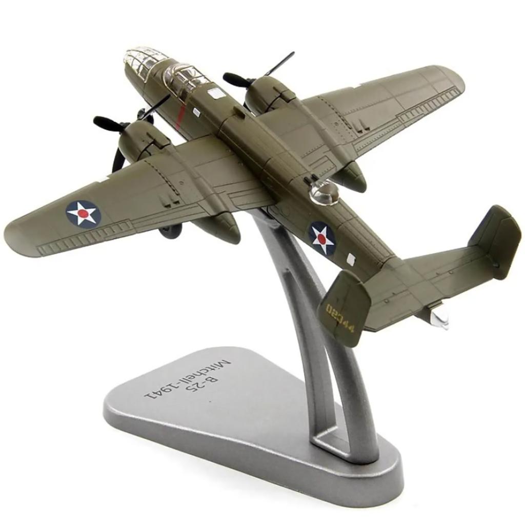 1/144 Scale Alloy Army Green B-25 Bomber Mitchell  Aircraft Model Fighter Airplane Souvenir Collection Toys For Child Adult Gift