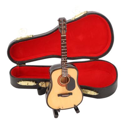 Wooden Miniature Guitar Model Mini Guitar Replica Musical Instrument Model Decoration