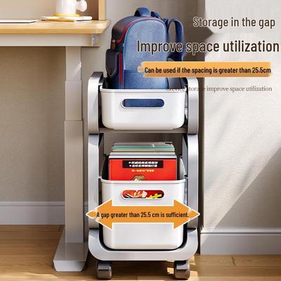 Compact Rolling Storage Rack with Multi-layer Shelves for Books, Backpacks, and Household Items