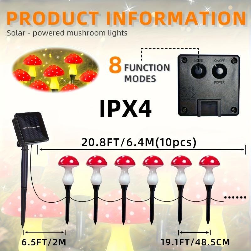 8 Head Solar Mushroom Lights Stake Garden Decor, Festive Christmas Fairy Lights for Outdoor Yard, Wedding Party Atmosphere