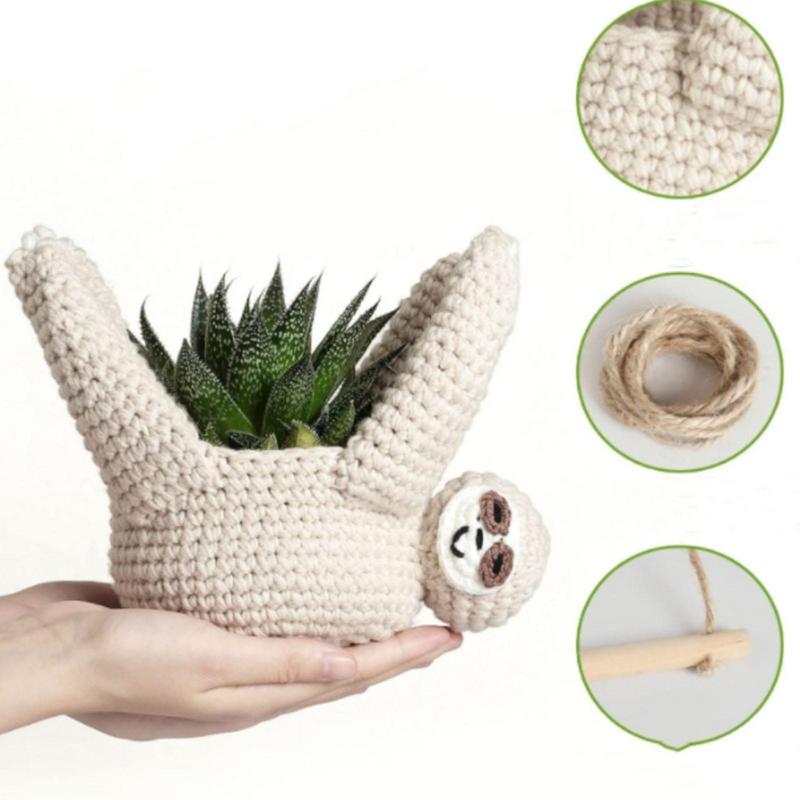 Animal Plant Holder Sloth Crochet Plant Hanger For Succulent Pot Plant Hanger Macrame Crochet Planter Macrame Planter Supplies