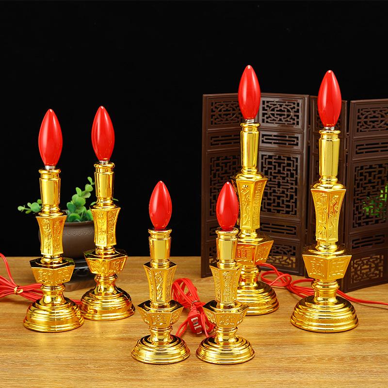 Dual-Use LED Candlestick Altar Lamp for God of Wealth