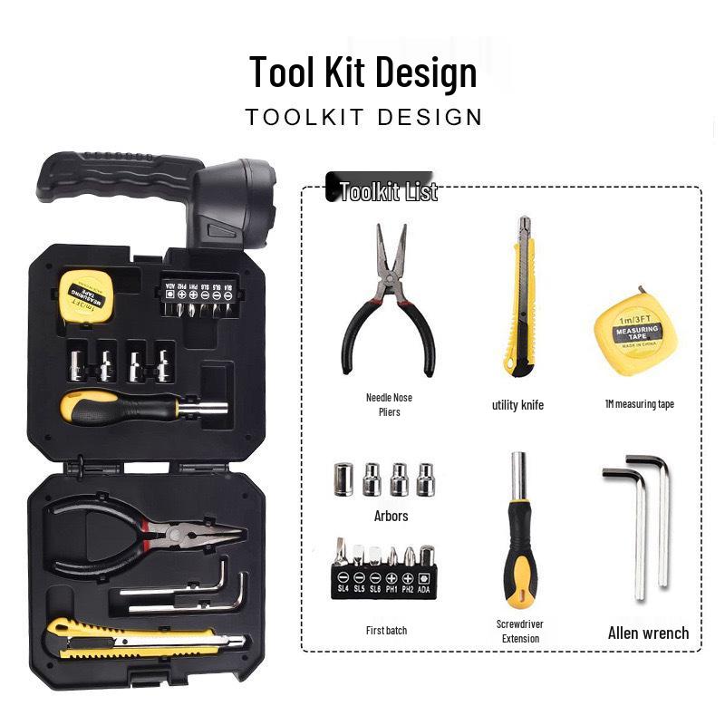 Portable Solar LED Spotlight with Integrated Tool Kit - High-Brightness, Rechargeable Emergency Light for Outdoor Use