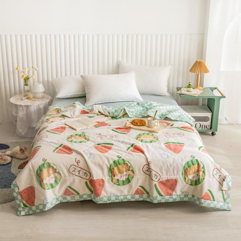 Funny Cartoon Bear Quilt Cotton Summer Air Conditioning Quilted Quilt Soft Skin-friendly Breathable Multifunction Thin Blanket
