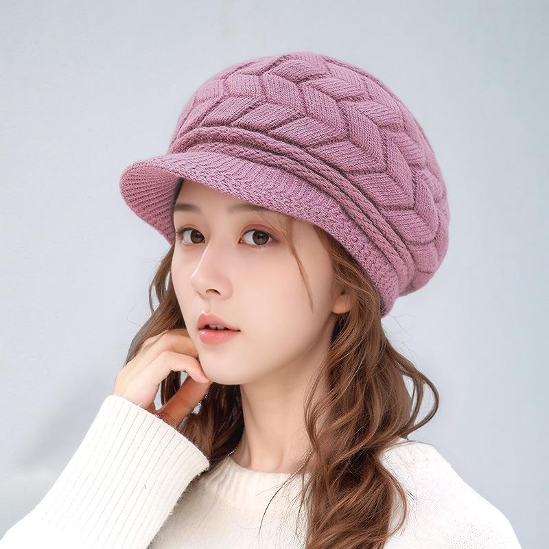 

Женский теплый вязаный шерстяной берет для осени и зимы - Модный, удобный и универсальный для женщин среднего и пожилого возраста