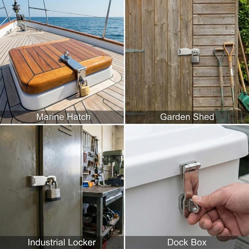 1 Pair Marine Grade 316 Stainless Steel Door Hasps Easy Installation Swivel Safety Hasp with Turning Padlock Eye Mount