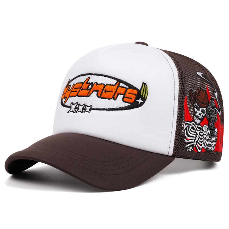 Three Star Skeleton Shooter Embroidered Women'S Outdoor Fashion Baseball Hat Cotton Mesh Hat Men'S Hip Hop Hat Casual Hat