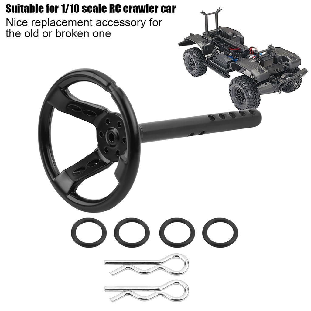 Uniwersalna czarna plastikowa kierownica do samochodu RC typu crawler w skali 1:10