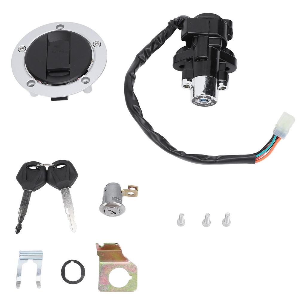 Motorcycle Ignition Switch Gas Cap Cover Seat Key Lock Set Replacement for Suzuki R600 R750 R1000 GSF650