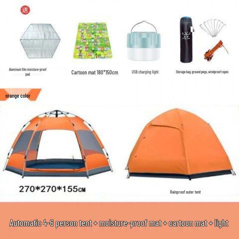 Quick Open Folding Double Layer Tent for 3-5 People - Perfect for Camping, Beach, or Park