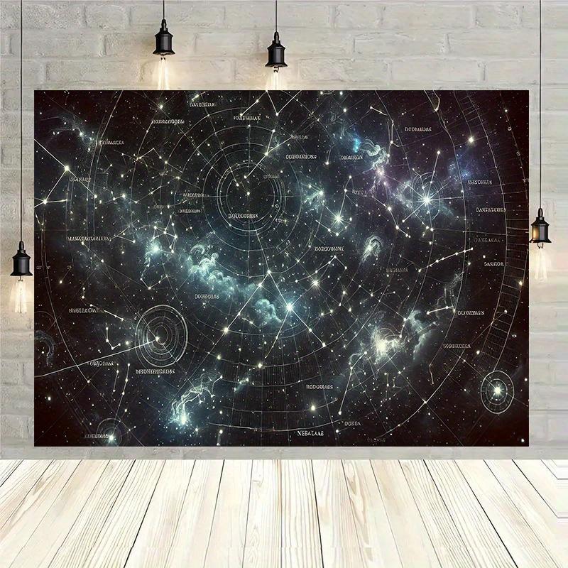 2D-Ebene, Sternbild-Karten-Hintergrundtuch, Hintergrunddekoration, Raum, Garten, geeignet für Heimdekoration, Polyester