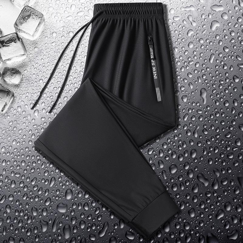 Ice Silk Pants Men's 2026 Summer Thin Quick-drying Breathable Sports Casual Trousers Plus Fat Large Size Air-conditioned Pants