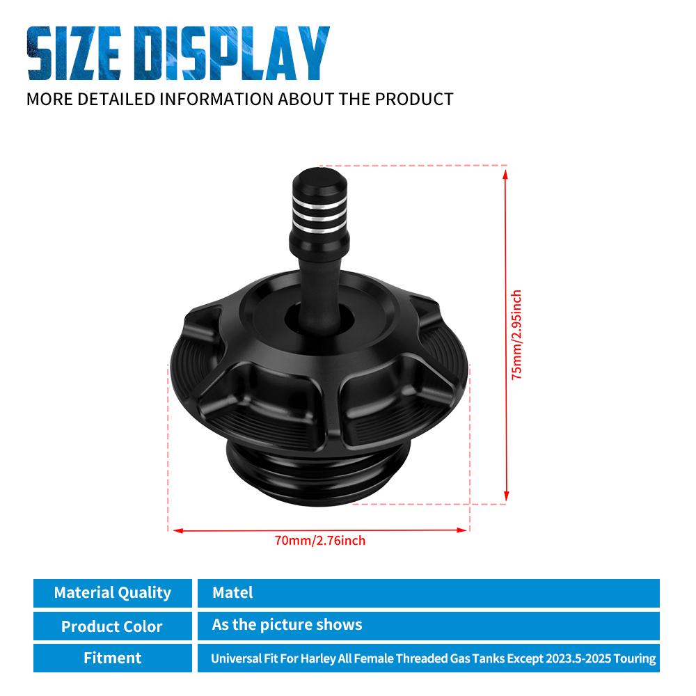 Motorcycle Tank Gas Cap Aluminum Oil Fuel Tanks Cover Universal For Harley All Female Threaded Model Except Touring 2023.5-2025