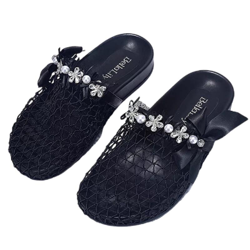 Flats Women Slippers Crystal Shoes Slingback Casual Shoes Summer Cozy Woman Sandals 2025 Designer Trend Zapatos Female