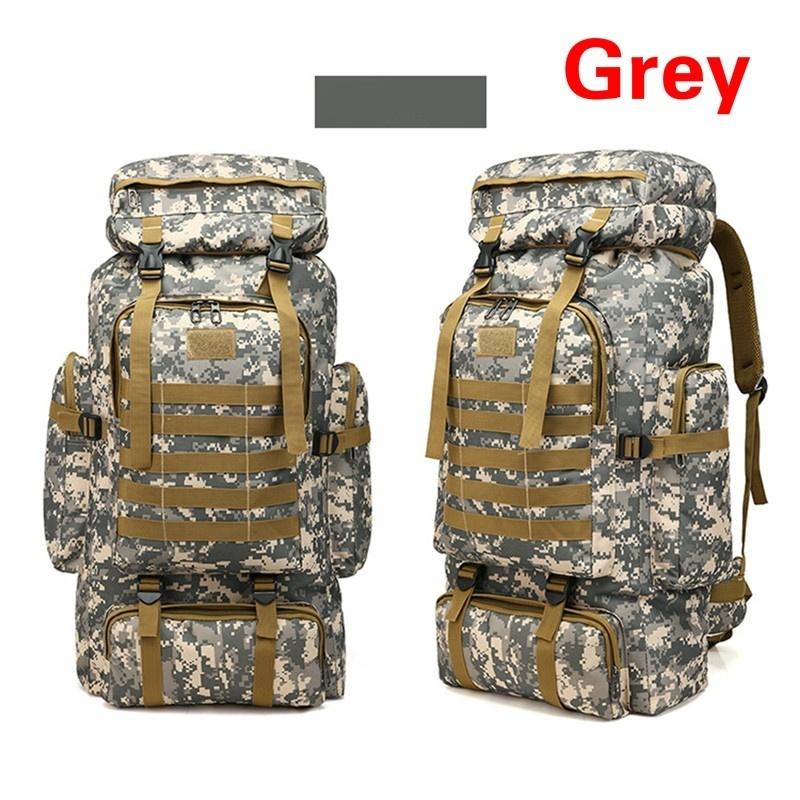 

80 л Великої Ємності Камуфляжний Рюкзак Військова Сумка для Походів Армійський Рюкзак Зовнішні Водонепроникні Рюкзаки outdoor backpack сірий