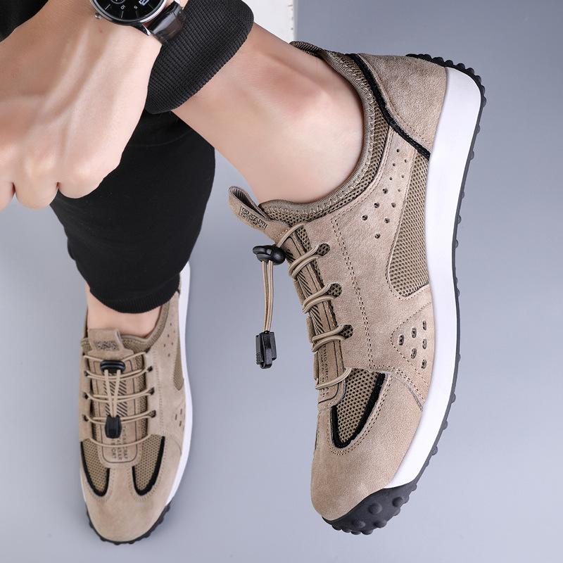 

Men s shoes 2025 summer new hollow breathable mesh casual trendy shoes fashionable high quality outdoor non-slip hiking shoes 44 песочный