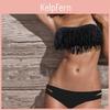 Üstün Kalite Yazlık Seksi Yırtmaçlı Düz Renk Püsküllü Bikini Arkası Açık Plaj Kıyafeti Retro Set Nihai Stil İçin