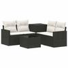 Sofa Set 6 Pcs Black and Cream White Poly Rattan and Steel