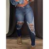 Women's Cross-Border European & American Fashion Ripped Stretch Jeans