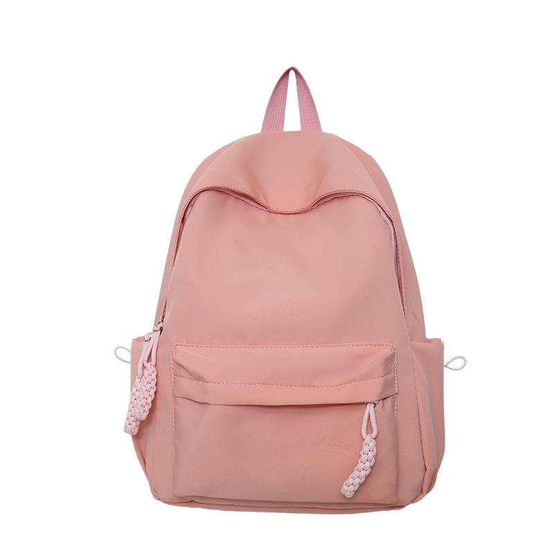 Schoolbag Japanese Ins Campus Casual Solid Color Schoolbag Simple Versatile Lightweight Backpack High School Student Backpack Ins Style