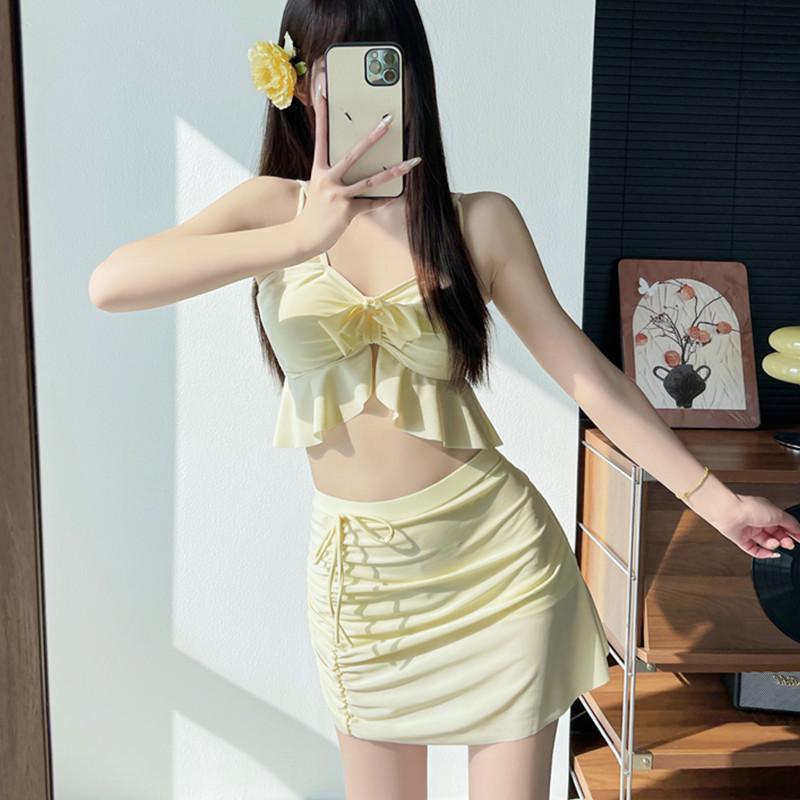 

2026 New Women s Sweet Split Bikini Three-Piece Set - Hot Beach Island Wear S 80-95 jin кремовый