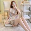 Cotton and silk pajamas women's summer thin loose sleeveless artificial cotton loungewear can be worn outside student cotton silk suit plus size