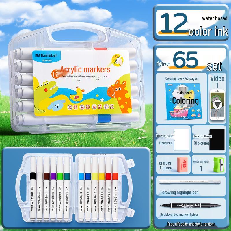 Acrylic Marker Set: Non-Toxic, Layerable, Washable, Non-Bleeding - 24 Colors for Kids