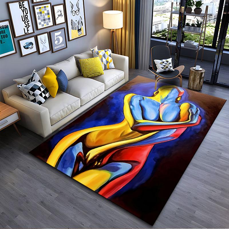 Abstract Colorful Female Silhouette suitable as a non-slip mat for the living room or bedroom sofa