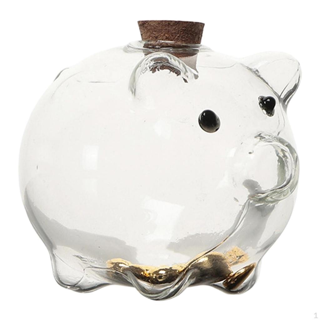 Glas Schwein Spardose Schreibtisch Organizer Geld Sparbox Glas für Dusche Schlafzimmer