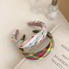PROLY New Fashion Headband For Women Colorful Woven Checkered Wide Hair Band Soft Knitted Hairband Spring Hair Accessories