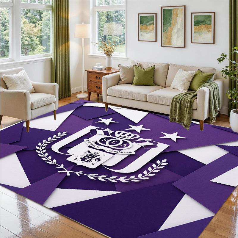 Anderlecht FC Design Crystal Velvet Rug Soft Decorative Mat for Bedroom Entrance