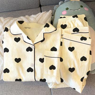 Simple Pajamas Women'S Long-Sleeved Spring Sweet Love Full Of High-End Loungewear Fashion Suit