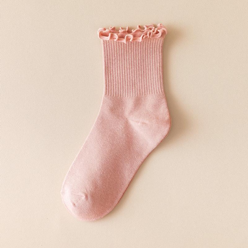 

Women s Mid-Calf Cotton Lace Socks: Odor-Resistant, Frilly Edge, JK Style for Spring & Summer One Size