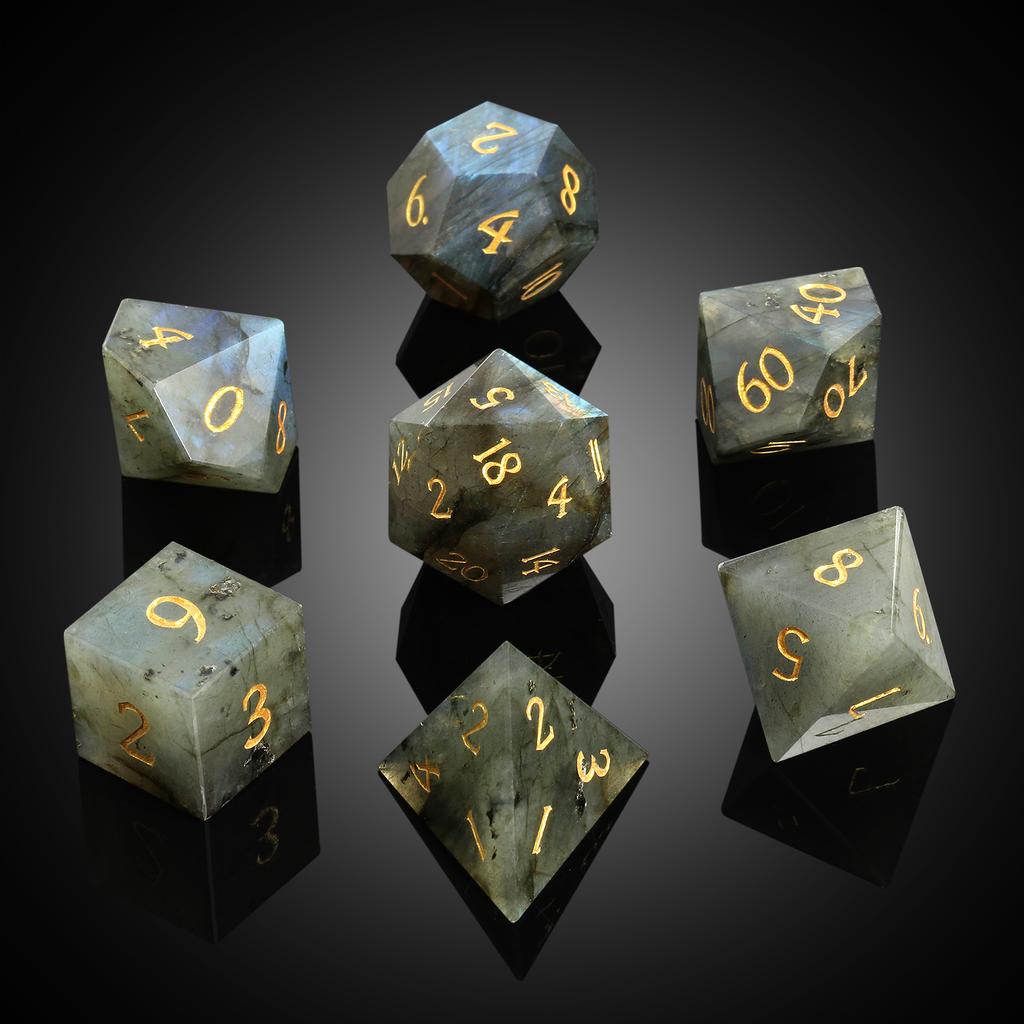 Kostki rpg labradoryt zestaw 7 kryształowych kości kostek