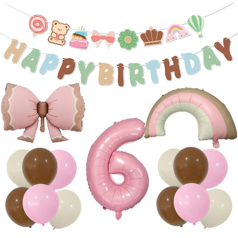 Wind Matte Bow Aluminum Film Balloon Flag Arrangement Props Birthday Party Decoration Balloon Set