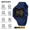 Sanda Creative Square Multifunctional Dual Display Student Watch - Countdown, Alarm, Waterproof, Trendy Electronic Timepiece.