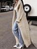 European and American Chunky Cable Knit Long Cardigan with Big Lapel for Spring, Autumn, and Winter