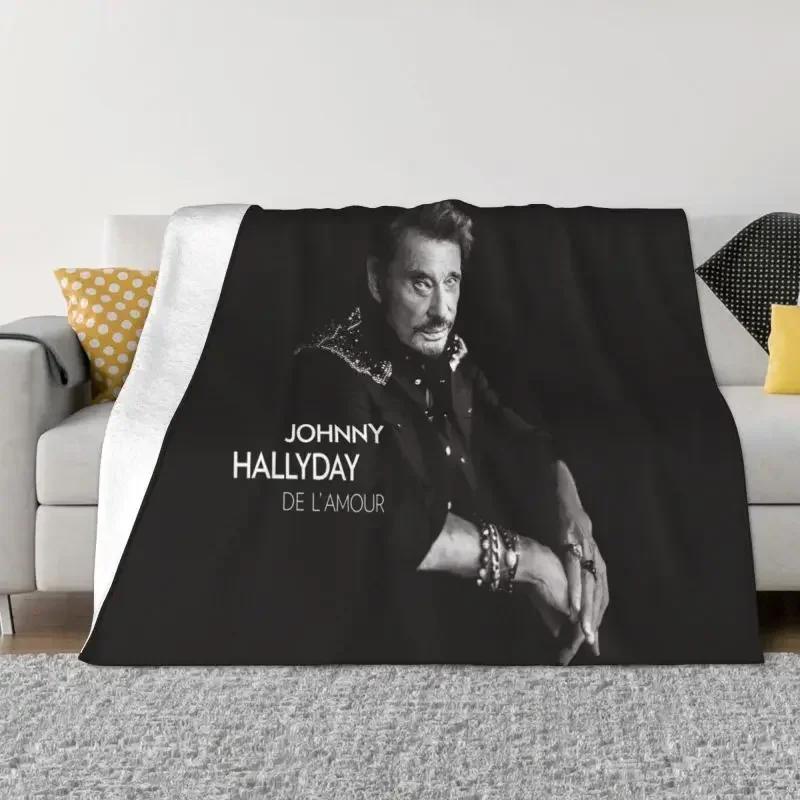 Johnny Hallyday Decken, warmer Flanell, französischer Sänger, Überwurf, Decke für Sofa, Büro, Tagesdecken