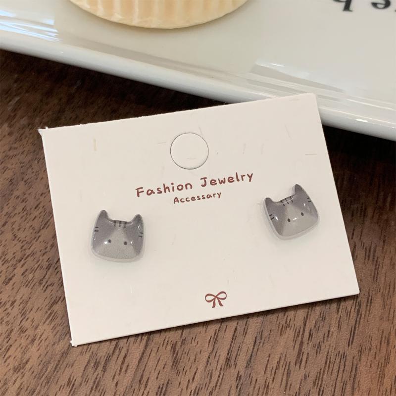 

1/3/6 пар Милые мультяшные мини-серьги-гвоздики в виде кошек, Кавайные серьги с животными для женщин, Минималистичные изящные украшения, Аксессуары для подростков с бусинами