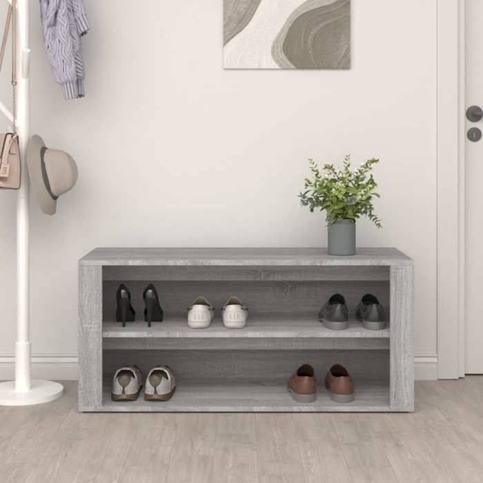 816910 vidaXL Étagère à chaussures Sonoma gris 100x35x45 cm Bois d'ingénierie