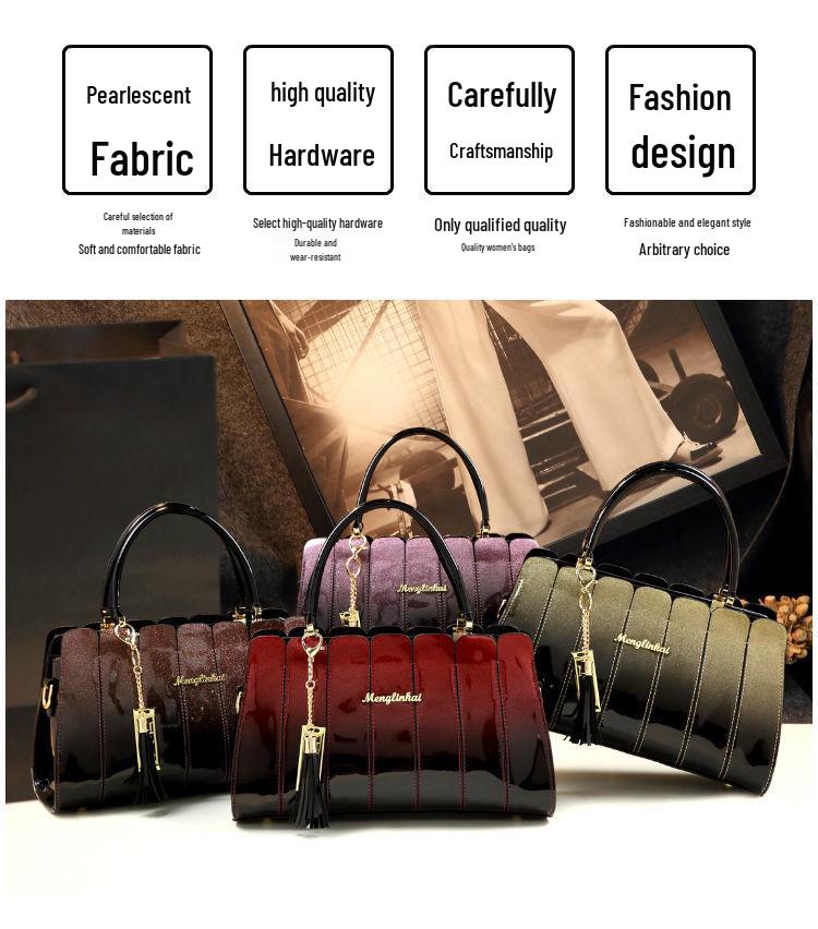 Luxuriöse 2025 Stilvolle Patchwork-Handtasche: Vielseitige Damen Umhängetasche & Mom Bag aus echtem Leder