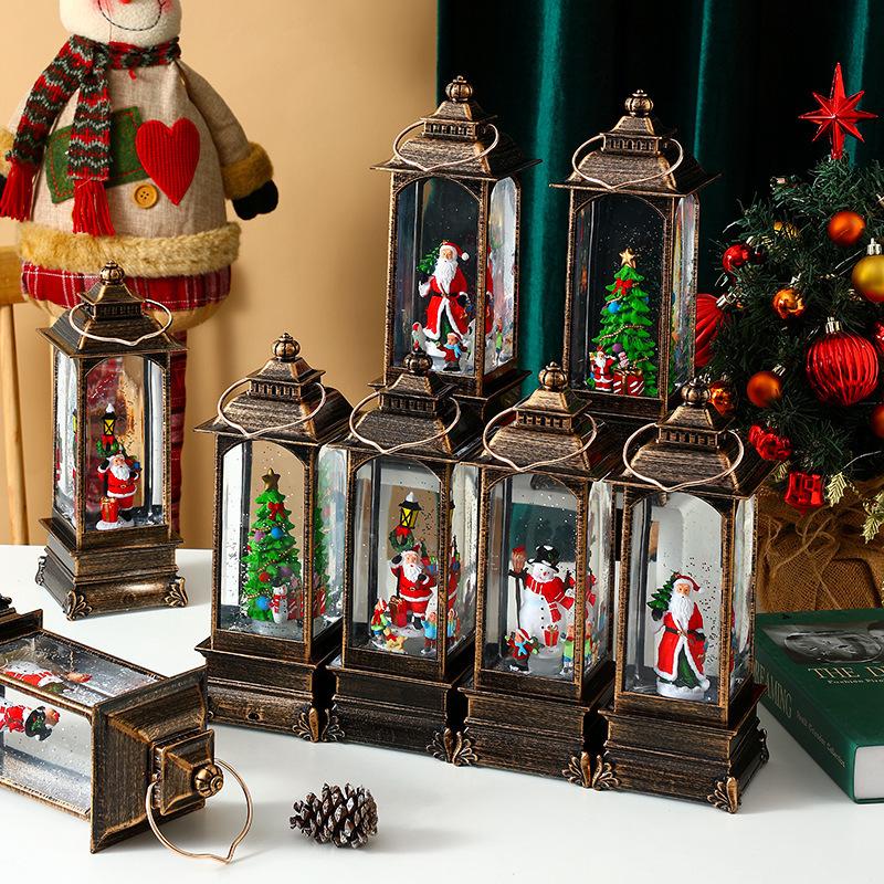 New Christmas decorations, glowing snow music box, Christmas wind lantern, Christmas gift ornaments, Santa Claus lantern