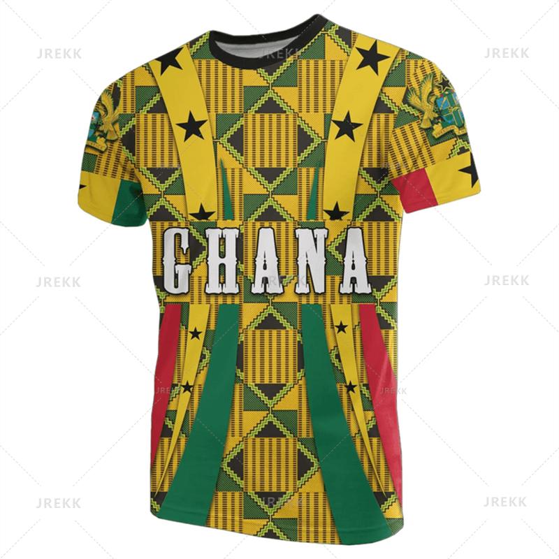 

3D Футболка з принтом до Дня Незалежності Гани Емблема Республіки Гана Прапор Графічні футболки Для Чоловіків Чоловічий Одяг Топи S