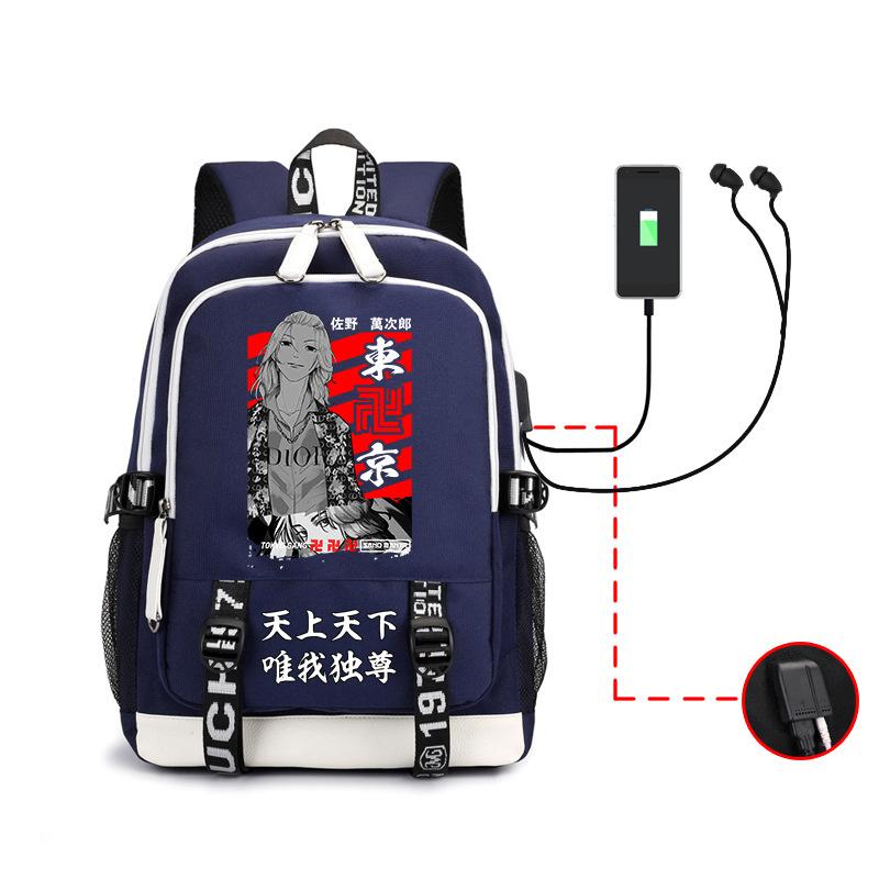 Anime, Avengers, Sano Manjiro Trend Backpack Usb Large Capacity Backpack