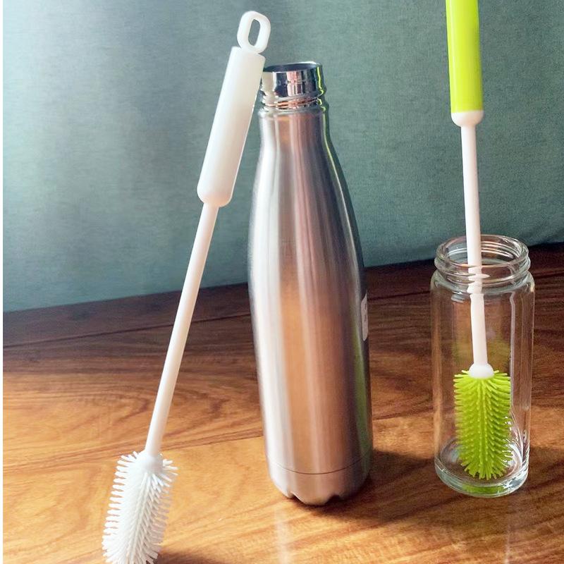 Silicone Cup Brush with Long Handle 360-Degree Rotating Cleaning Brush for Bottles Cups Reusable Multi-Purpose Kitchen Cleaning Tool