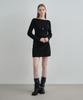 MONGDOL Boat Neck Alpaca Ribbed Knit Top Black Mdkt118Black