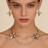 Elegant Floral Vine Statement Necklace Earring Set Copper Jewelry Women Men Boho Chic Accessories