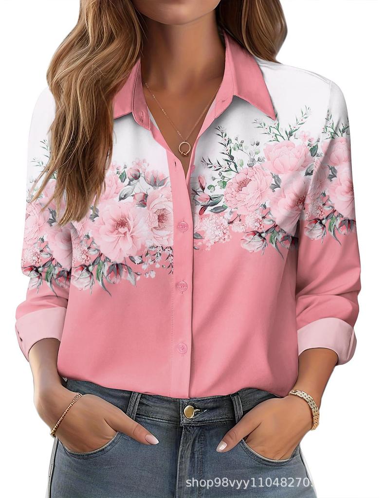 Women's Shirt Printed Floral Loose Shirt Women's Top