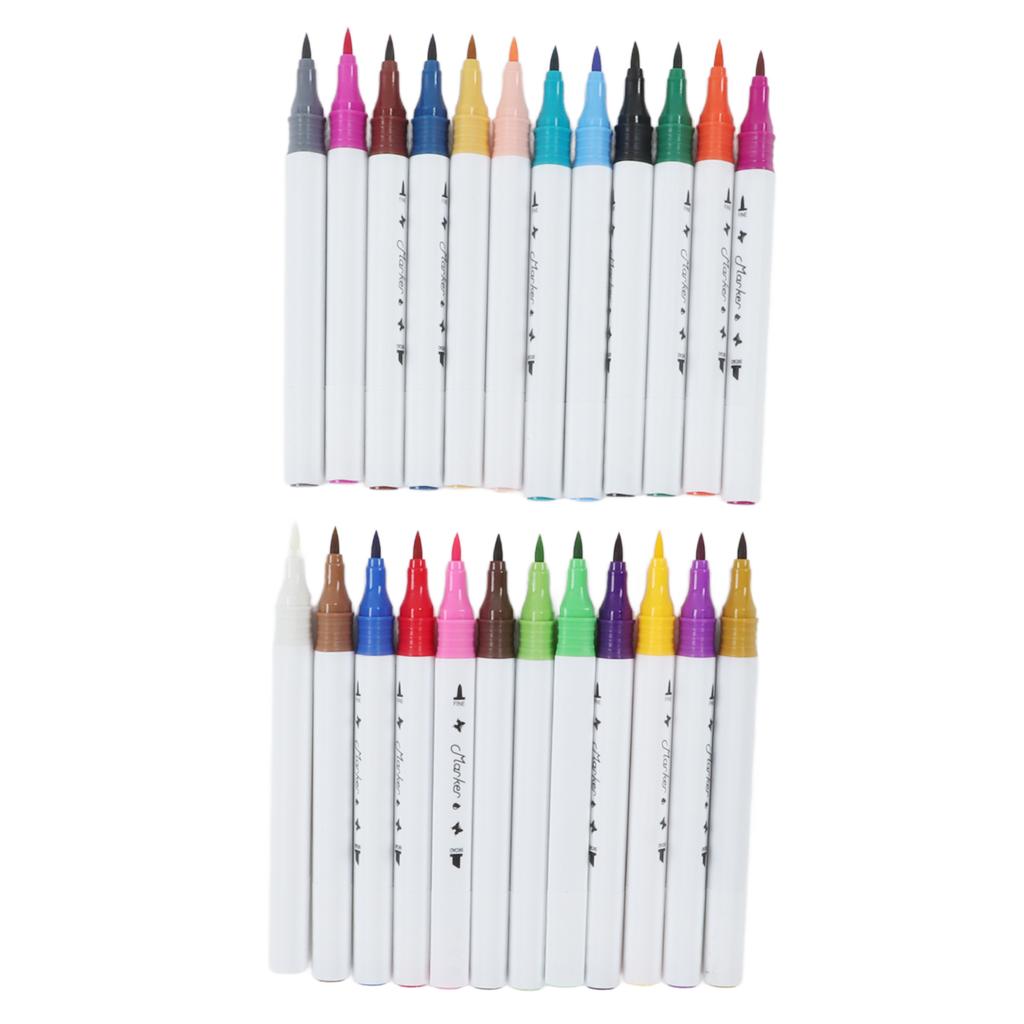 24 Pcs Markers Triangular Rod Hand Painted Water Based Paint Watercolor Pen Double Head Marker Pen